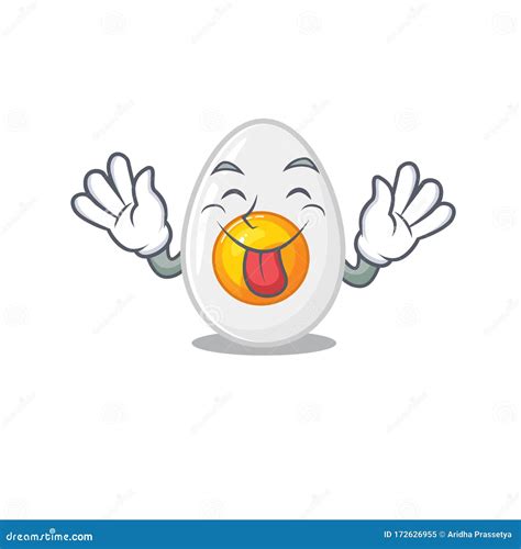 Funny Boiled Egg Mascot Design With Tongue Out Stock Vector