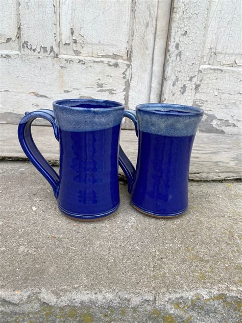 Large Coffee Mug Dark Blue Coffee Cup Handmade Coffee Cup Etsy