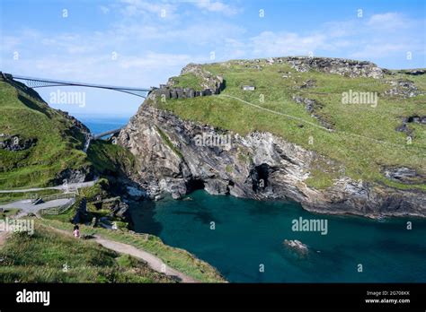 The New Tintagel Castle Footbridge To Tintagel Castle Island With Ruins