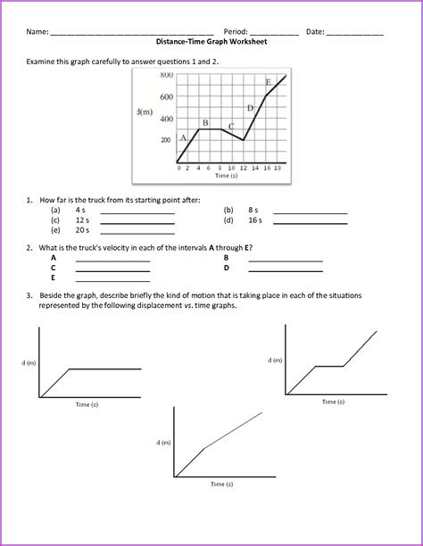 Motion Review Worksheet Distance Time Graphs Answer Key Time Worksheets