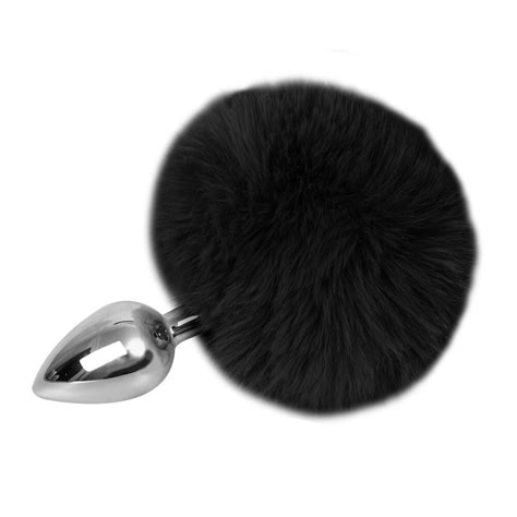 Plug Anal Rabo Em A O Pompom De Coelho Tamanho M Preto Sex Shop Loja