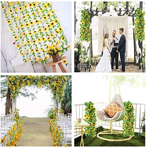 Kateler Pack Artificial Sunflower Garland Ft Silk Sunflowers Vine