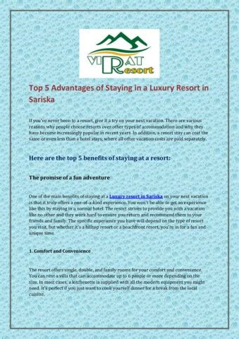 Top Advantages Of Staying In A Luxury Resort In Sariska