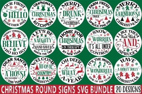 Christmas Round Signs Svg Bundle Vol 3 Bundle · Creative Fabrica