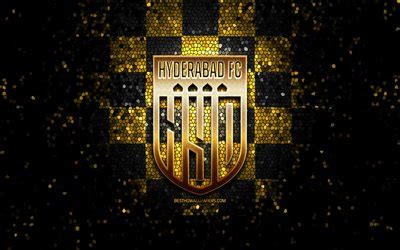 Download wallpapers Hyderabad FC, glitter logo, ISL, yellow black ...