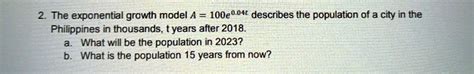 Solved The Exponential Growth Model A E T Describes The