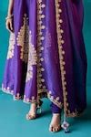 Buy Purple Dupion Silk Embroidery Sequin V Neck Scallop Hem Anarkali