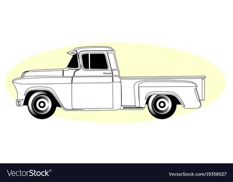 Silhouette of retro pick-up truck - vintage Vector Image