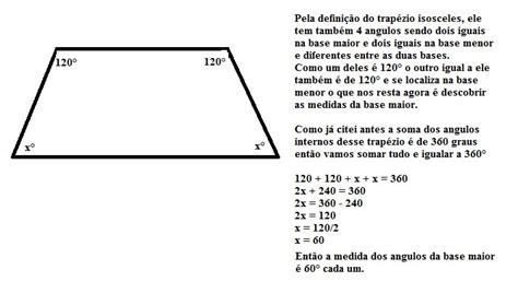 Soma Dos Angulos Internos De Um Trapezio - Determine as medidas dos ângulos internos de um trapézio isoceles que ...