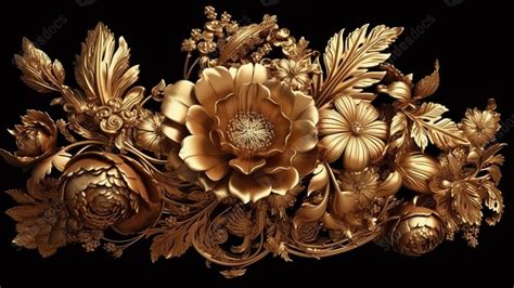 3d Rendered Golden Floral Decor For A Luxurious Touch Powerpoint ...