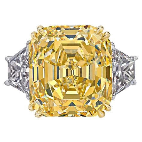 Rare Canary Intense Yellow Emerald Cut Diamond Gold Ring For Sale At 1stdibs