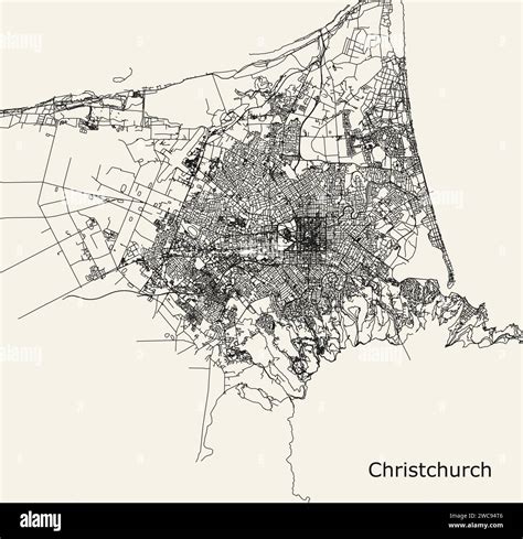 City Road Map Of Christchurch New Zealand Stock Vector Image And Art Alamy