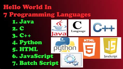 Hello World In 7 Programming Languages Java C C Python