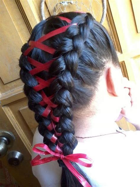 Pretty Braids With Ribbons The Haircut Web Ribbon Hairstyle Hair