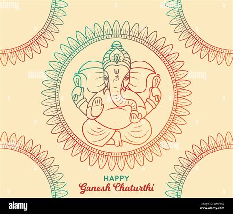 Happy Ganesh Chaturthi Greeting Card Mandala Artistic Hindu Indian