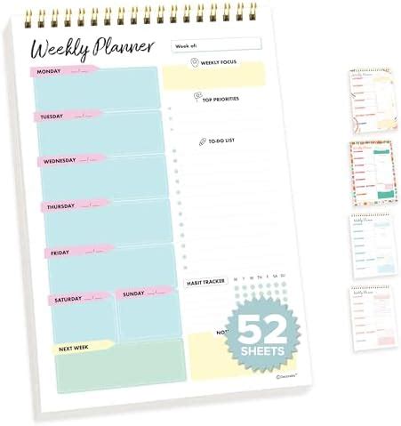 Amazon Decorably Weekly Planner Pad Portrait Weekly Planner