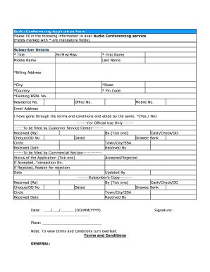 Fillable Online Bsnl Kod Form Fax Email Print Pdffiller