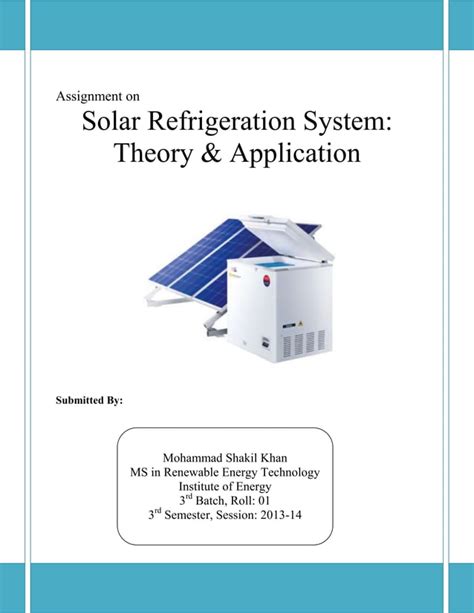 Solar Refrigeration System Pdf