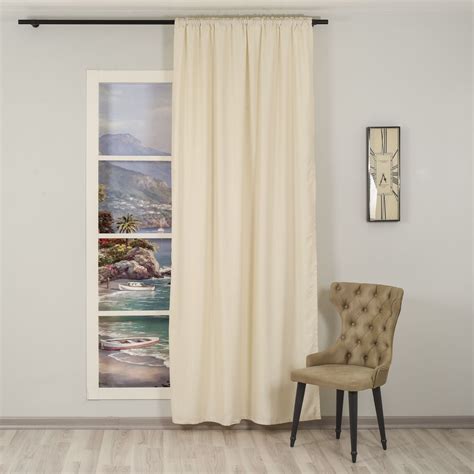 Solid Cream Color Extra Long Living Room Curtains, Bedroom Curtains, W – BesHomeDesign