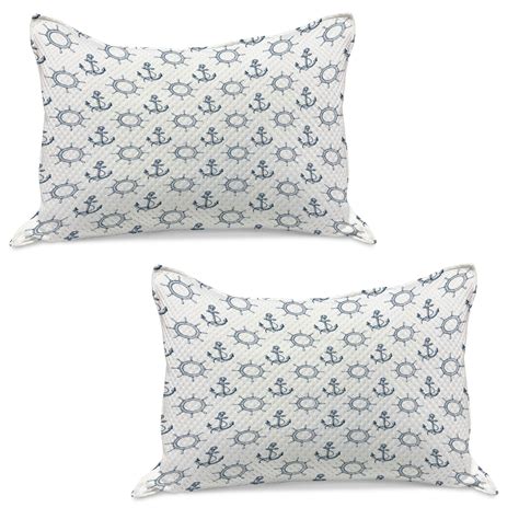 Anchor Knitted Quilt Pillowcover Set Of 2 Hand Drawn Steering Wheels