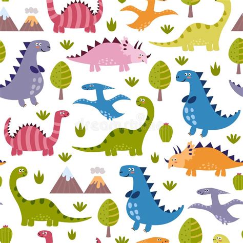 Teste Padr O Sem Emenda Dos Dinossauros Bonitos Ilustra O Do Vetor