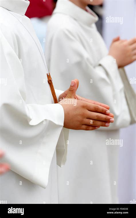 Praying Altar Boys Stock Photo Alamy