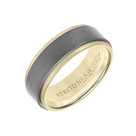 K Yellow Gold And Tungsten Mm Wedding Band Josephs Jewelers