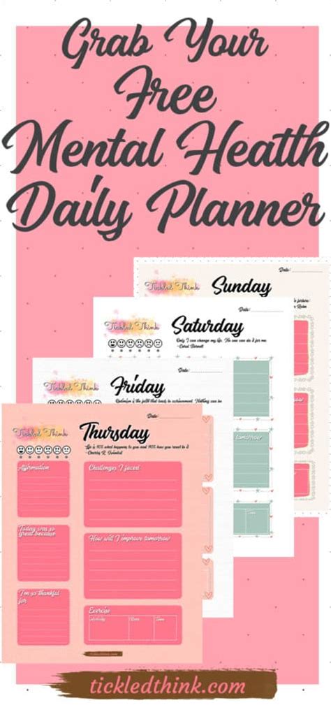 Free Mental Health Daily Planner Printables Tickled Think