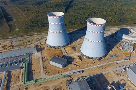 Aerial Survey Of A Nuclear Power Plant Under Construction. Insta Stock ...