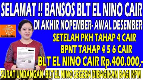 Pkh Hari Ini Blt El Nino Kapan Cair Yes Akhir Nopember Sampai Awal