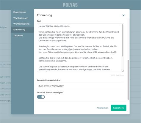 Stimmabgabe Erinnerung Per E Mail Verschicken