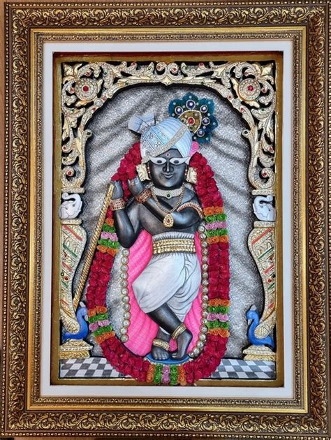 Banke Bihari D Tanjore Painting With Frame SoulSpaze