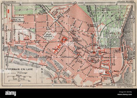 St Germain En Laye Vintage Town City Map Plan Yvelines Stock