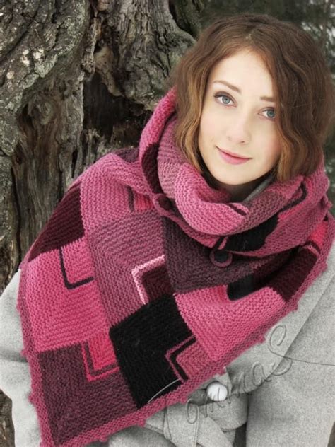 Hand Knit Shawl Triangular Scarf Warm Wool Shawls Handmade Knitted Wrap Knitting Shawls Boh