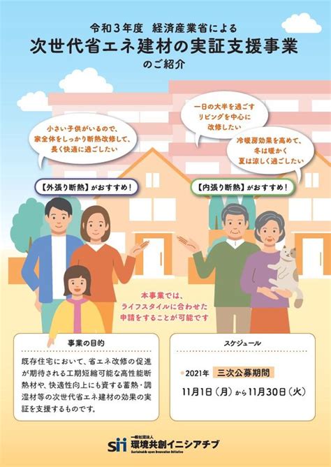 Sii：一般社団法人 環境共創イニシアチブ｜公募情報（令和3年度 次世代省エネ建材実証支援事業）