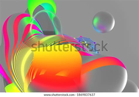 3d Render Abstract Art Surreal Flying Stock Illustration 1869837637