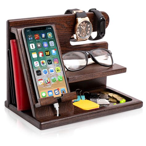 Buy Teslyar Ts For Men Wood Phone Docking Station Key Holder Wallet