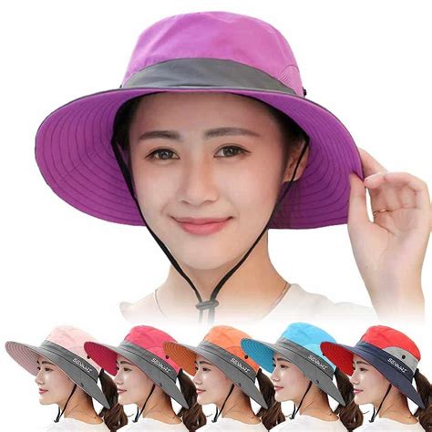 Sun Hat Wide Brim Boonie Hat Women Uv Protection Summer Cap For Beach