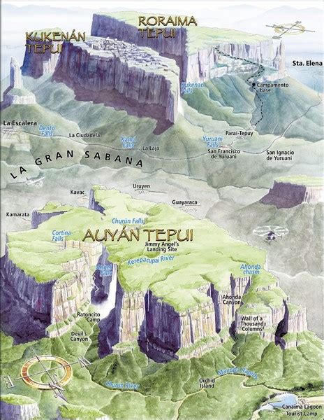 Angel Falls Oblique Map - Venezuela • mappery