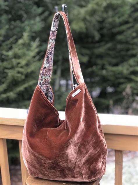 Brown Velvet Hobo Bag Brown Velvet Boho Bag Brown Velvet Etsy