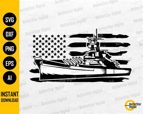 Us Battleship Svg Navy Svg Warship Decal Graphics T Shirt Etsy