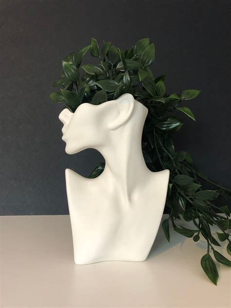 Head Face Ceramic Planter Vase Nordic Style Sculpture Indoor Plant