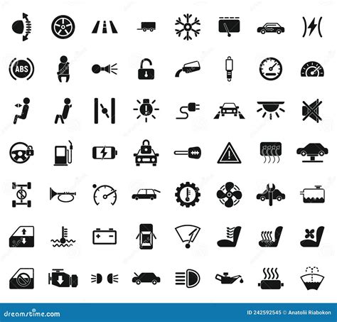 Car Dashboard Icons Set Simple Vector Car Automobile Stock Vector