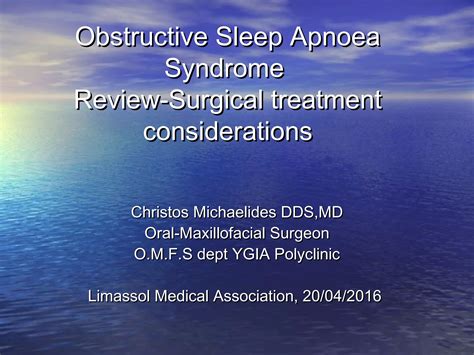 Obstructive Sleep Apnoea Syndrome Ppt