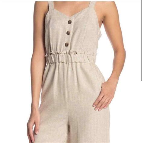 Romeo Juliet Couture Striped Linen Blend Jumpsuit S Ebay