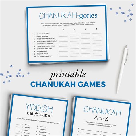 Hanukkah Party Games Bundle 3 Printable Chanukah Games Instant Download ...