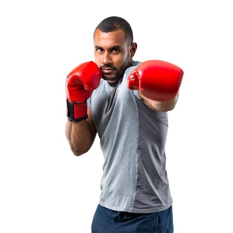 Premium Photo Strong Sport Man With Boxing Gloves Fighting