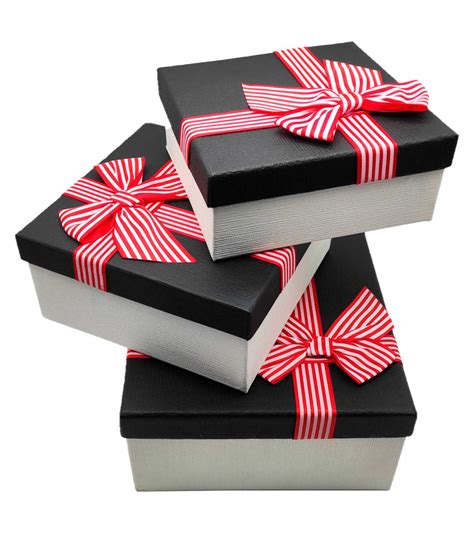 Set De Cajas Regalo Cuadradas Con Lazo Tama Os Distintos Cajas