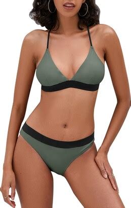 Islasisia Womens Bikini Swimsuit Criss Cross Back Triangle Bikini Tie