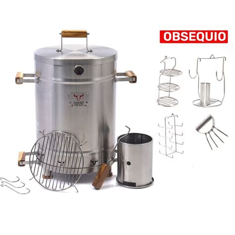 Combo Asador Tipo Barril Grande Premium 80 Cm X 45 Cm Acero 304 STEAK